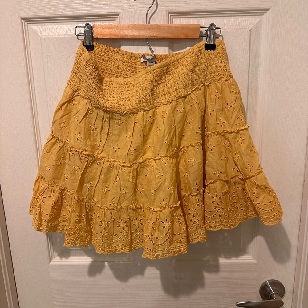 Yellow Eyelet Skirt